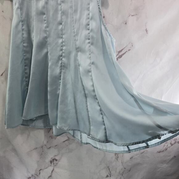 Anthropologie Top Womens Small Light Blue Tank Satin Flared Swing Flared - Picture 9 of 10